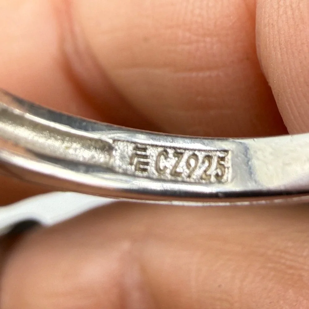 Vintage QVC Epiphany Sterling Silver Band Ring CZ Size 9